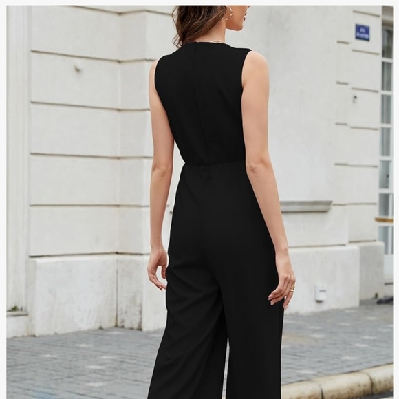 Gardenwed Black Sleeveless Wide-Leg Jumpsuit with Pockets Size Medium - Picture 9 of 10